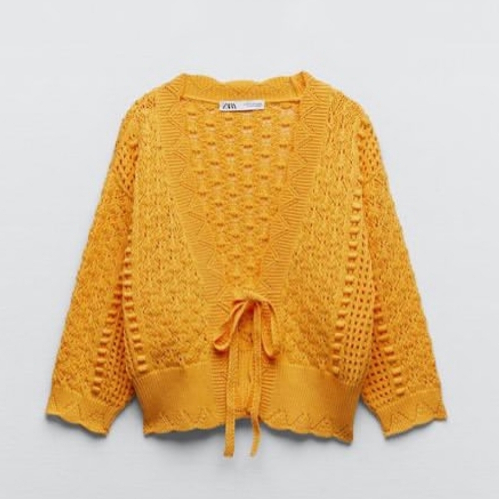 ✨️ HOST PICK ✨️ Zara Mustard Yellow Tie Front Cardigan - Picture 2 of 5